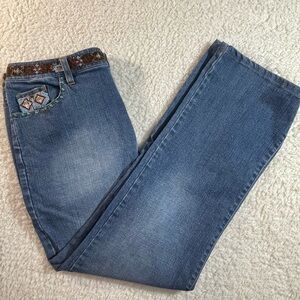 Chico’s Platinum Navajo Beaded Bootcut Jeans Size 2 (US 12 / L) Y2K Western